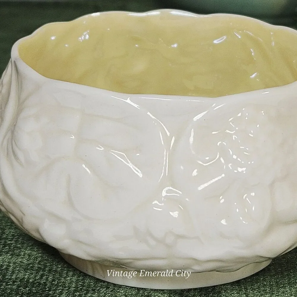 Vtg Belleek Lotus Open Sugar Bowl Yellow Interior 3rd Mark 1926-1946 Ireland